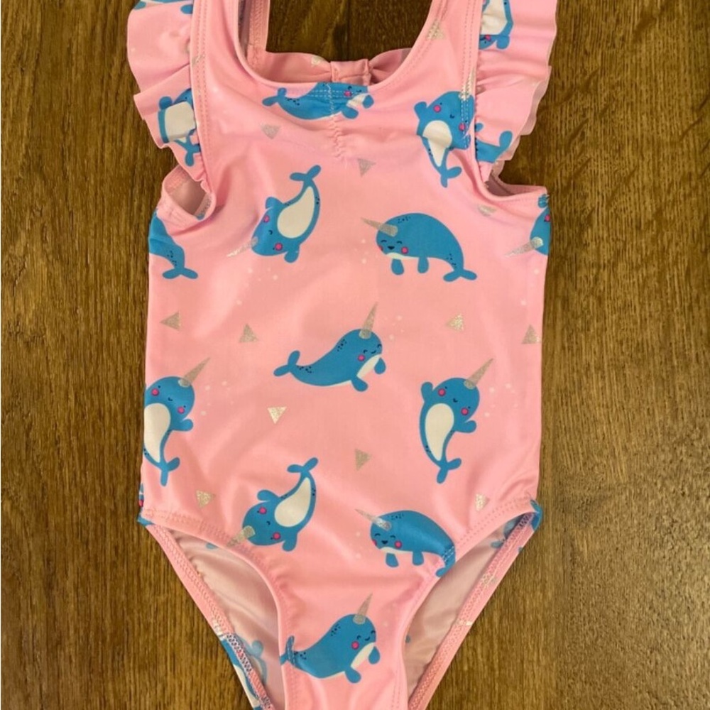 Pink Narwhal Print Swimsuit